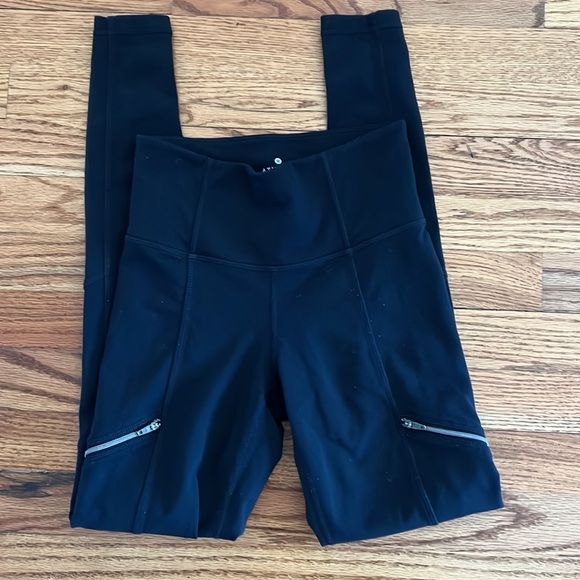 Athleta Pants - Athleta Black Medium Weight Leggings w/Zippers